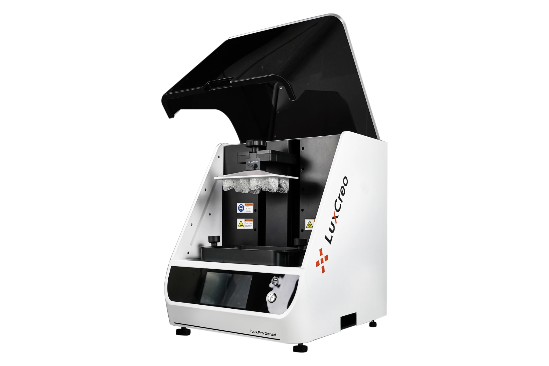 Impresora iLux Pro Dental de LuxCreo abierta, vista completa